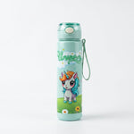 Water bottle with a unicorn design on a white background